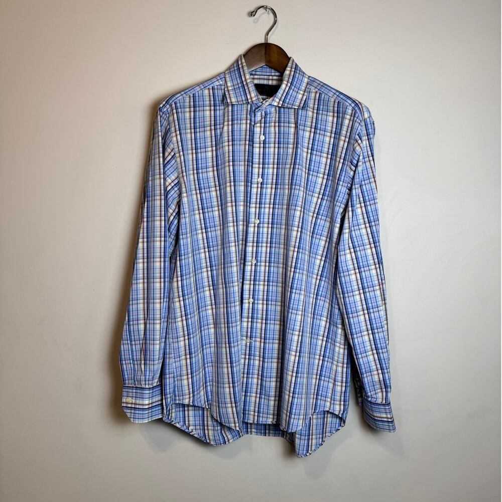ETRO Light Blue Plaid Dress Shirt - Size IT 42/L Standard